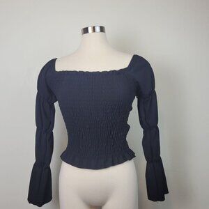 New Look Black Square Neck Fitted Long Sleeve Top Size 2, tags attached